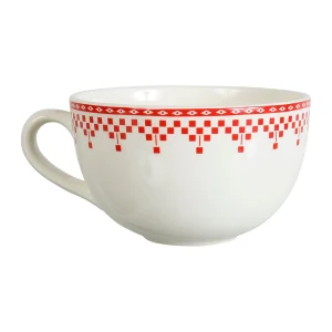 Comptoir De Famille Tasse Et Sous-tasse En Faïence Damier Rouge – Campagne qualité d’originales 8