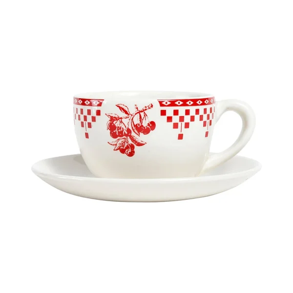 Comptoir De Famille Tasse à Thé Et Sous-tasse En Faïence Damier Rouge – Campagne SOLDES TOUT À 1