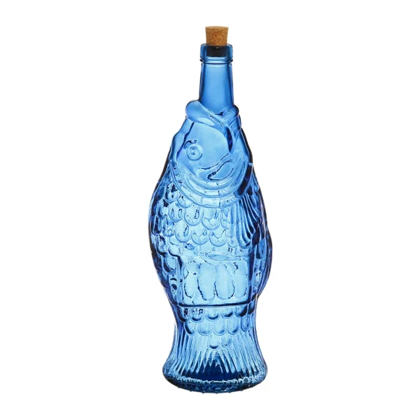 Côté Table Bouteille Poisson Bleu 1.1l En Verre Recyclé magasins pas chers 1