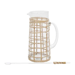 Côté Table Pichet Avec Agitateur Grenade 1.4l En Rotin Naturel Et Verre en vente 9