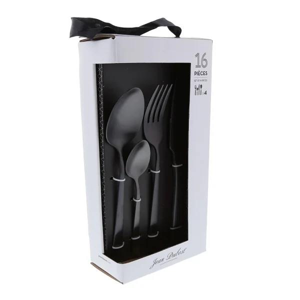 en ligne Jean Dubost Menagere 16 Pieces En Inox Noir – Delta 1