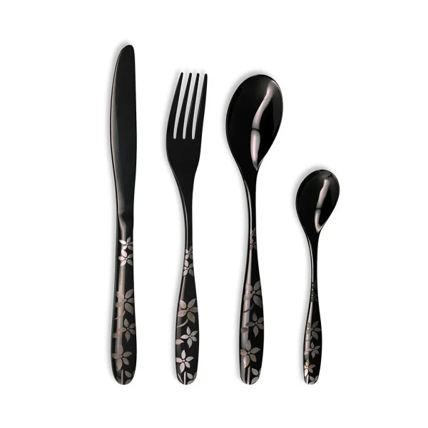 boutiqued pas cher TARRERIAS BONJEAN Ménagère 16 Pièces En Inox Noir Motif Printemps 1