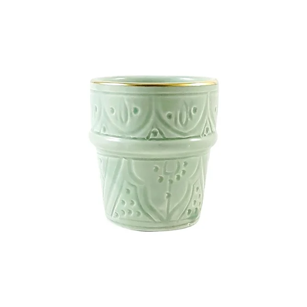 Chabi Chic Tasse Vert Amande, Liseré Doré D7.5xh7cm – Beldi Empreinte Livraison internationale 1