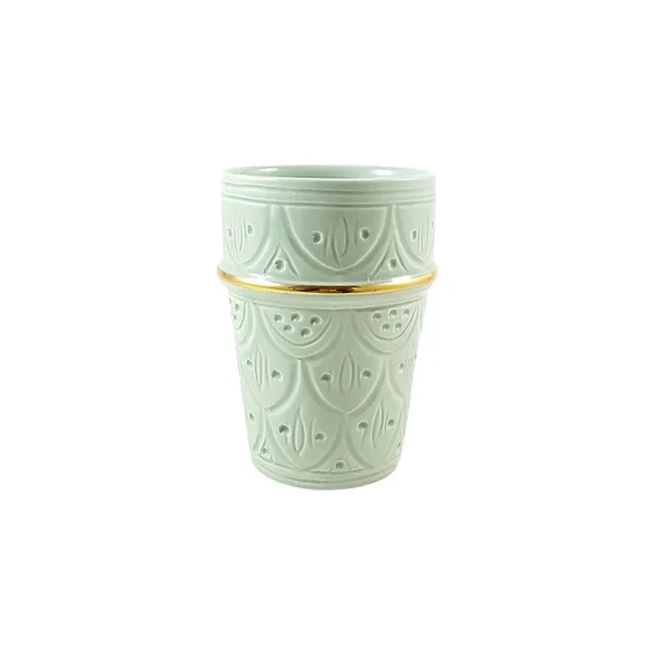 Chabi Chic Tasse Vert Amande, Liseré Doré D8xh11cm – Beldi Empreinte magasin pour 1