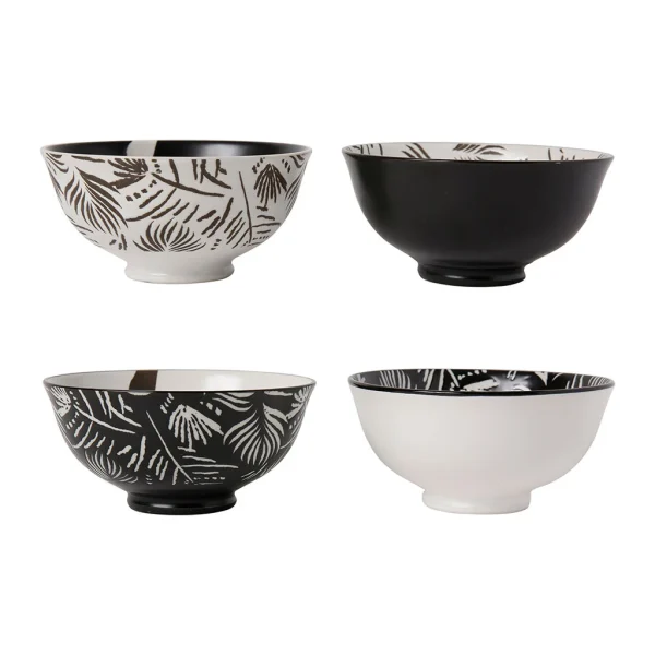 en ligne SEMA DESIGN Lot De 4 Bols En Porcelaine Noir Et Blanc 30cl – Bronze 1