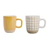 france SEMA DESIGN Lot De 2 Mugs En Grès Jaune Et Blanc – Courba 8