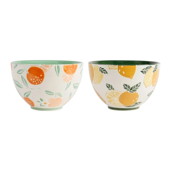 Les achats en ligne SEMA DESIGN Bol (lot De 2) Retro Summer Orange Et Citron 75cl En Grès 1