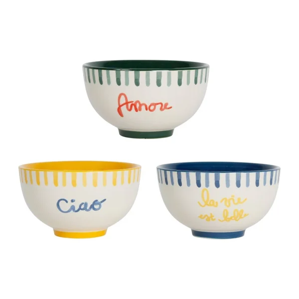 SEMA DESIGN Lot De 3 Bols En Grès Jaune, Bleu Et Rouge 30cl – Amore soldes luxe 1