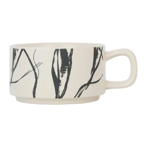 magasin france SEMA DESIGN Tasse à Thé En Grès Crème Et Noir Mate – Terre Boheme 7