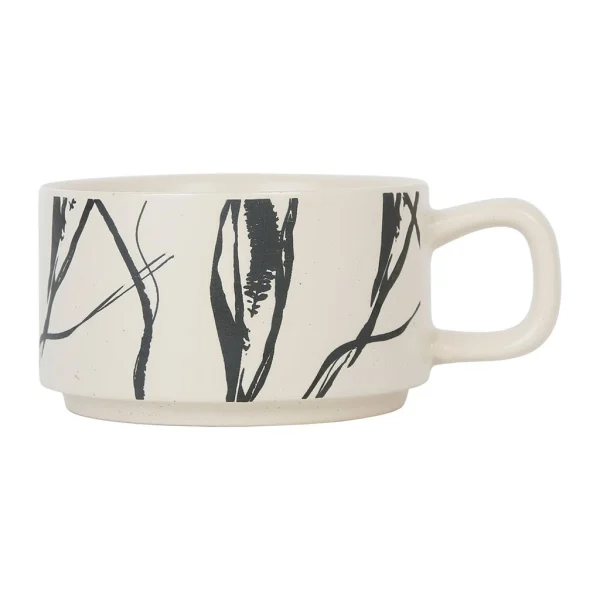 magasin france SEMA DESIGN Tasse à Thé En Grès Crème Et Noir Mate – Terre Boheme 3