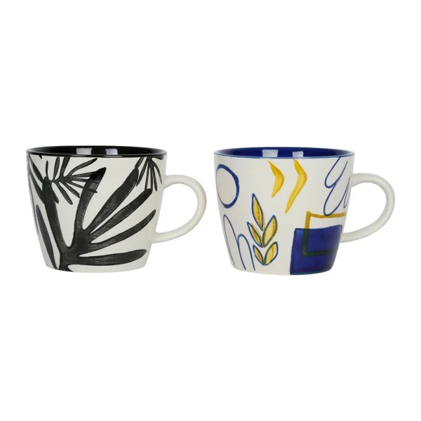 marques de renommée SEMA DESIGN Lot De 2 Tasses à Thé En Grès Bleu Et Blanc – Arty Folk 1