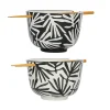 SEMA DESIGN Bols Baguettes (x2) Arty Folk Blanc Et Noir En Gres Et Bambou vente luxe pas cher 8