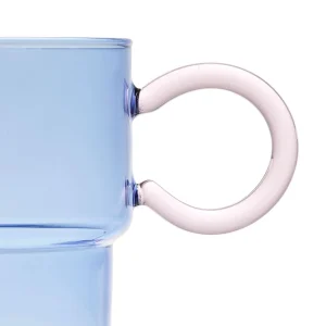 pas cher en ligne SEMA DESIGN Tasse à Thé En Verre Bleu Et Rose 33cl – Belle Vie 9