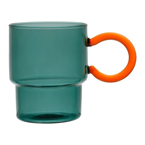 boutique pas cher SEMA DESIGN Tasse à Thé En Verre émeraude Et Terracotta 33cl – Belle Vie 1