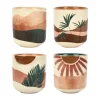 l'unique style SEMA DESIGN Gobelets X4 Terracotta Et Vert 10cl En Porcelaine – Sweet Leaves 8