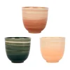 Pas Cher Magasin Soldes SEMA DESIGN Gobelets X3 Irrégliers Terracotta, Vert Et Corail 13cl En Grès – Sweet Leaves 17