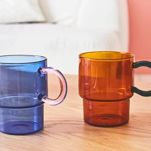 pas cher en ligne SEMA DESIGN Tasse à Thé En Verre Bleu Et Rose 33cl – Belle Vie 11